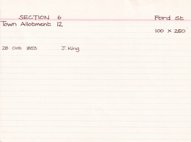 Card (Series) - Index Card, George Tibbits, Ford Street, Beechworth, 1976