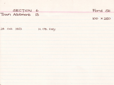 Card (Series) - Index Card, George Tibbits, Ford Street, Beechworth, 1976
