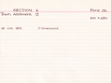 Card (Series) - Index Card, George Tibbits, Ford Street, Beechworth, 1976