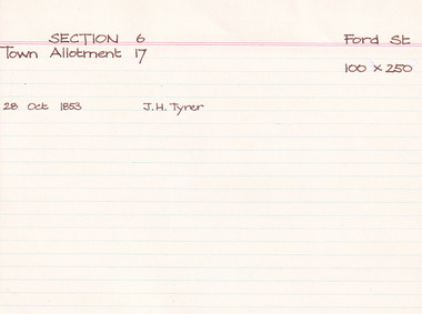 Card (Series) - Index Card, George Tibbits, Ford Street, Beechworth, 1976