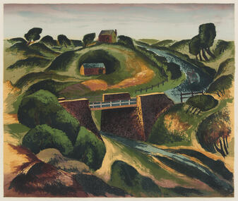 Print, Alan Sumner, 'Red Brick Bridge Over Darebin Creek (1)', c.1947