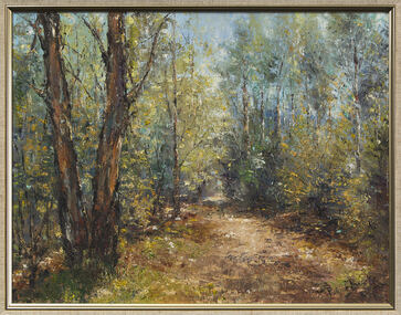 Painting - Patrick Burke, Patrick Burke, Landscape - through the trees, Warrandyte, 1981