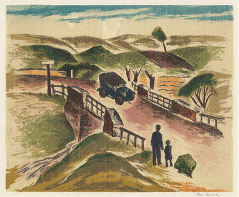 Print - Alan Sumner, Alan Sumner, Old Bell Street Bridge over Darebin Creek, c. 1947