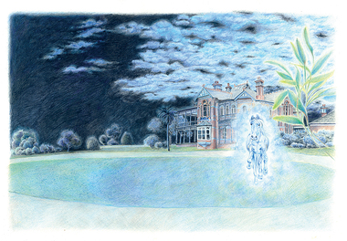 Drawing, Helen Semmler, Book Illustration for Ghost Ride by Rosemary Hayes; Book Cover, 2010