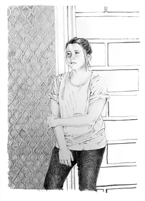 Drawing, Helen Semmler, Book Illustration for Ghost Ride by Rosemary Hayes; Page 6, 2010