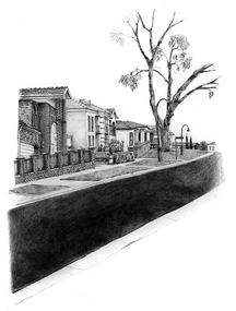 Drawing, Helen Semmler, Book Illustration for Ghost Ride by Rosemary Hayes; Page 12, 2010