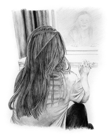 Drawing, Helen Semmler, Book Illustration for Ghost Ride by Rosemary Hayes; Page 40, 2010