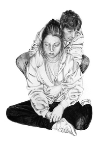 Drawing, Helen Semmler, Book Illustration for Ghost Ride by Rosemary Hayes; Page 53, 2010