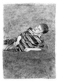 Drawing, Helen Semmler, Book Illustration for Ghost Ride by Rosemary Hayes; Page 54, 2010