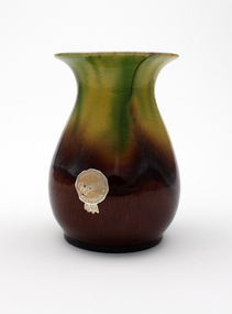 Ceramic - Premier Pottery, Premier Pottery, Earthenware 'Remued' baluster-shaped vase, dark green / brown / blue, 1941-1955