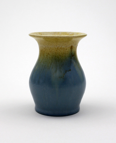 Ceramic - Premier Pottery, Premier Pottery, Earthenware 'Remued' baluster-shaped vase, green / brown / blue, 1941-1955