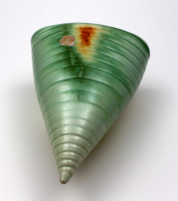 Ceramic - Premier Pottery, Premier Pottery, Earthenware 'Remued' wall pocket vase, green / brown, 1941-1955