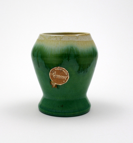 Ceramic - Premier Pottery, Premier Pottery, Earthenware 'Remued' egg-cup vase, green / brown, 1941-1955