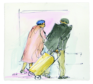 Work on paper - Mary Hammond, Mary Hammond, Untitled (Couple with Trolley) '89, 1989