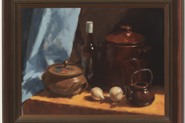 Painting, Len Pawluk, 'Still Life with Blue Cloth', 1986