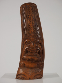 Sculpture - Grimacing Face with ornamented headdress, Anonymous Fijiian