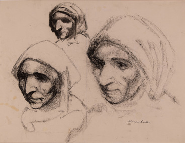 Work on paper - Untitled - Studies of a Woman's Head, Allan Baker