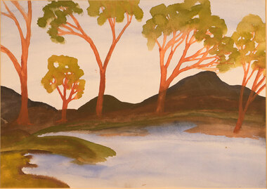 Artwork, other - [Untitled landscape with Pool and Trees], Brely Bennell