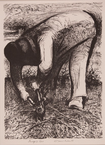 Artwork, other - Pruning the Vines 1981 - 'Images of Opoul Series' No 7, Noel Counihan