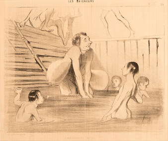 Artwork, other - 789 Les Baigneurs L' enseignment mutel, Honore Daumier