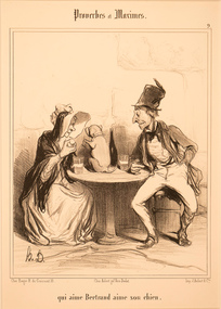 Artwork, other - 811 Qui aime Bertrand aime son chien 1840, Honore Daumier