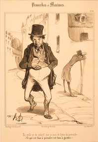Artwork, other - 814 En voila un dejobard ! moije suis de l'avis du proverbe: Ce qui est ban a predre est ban ..." 1840, Honore Daumier