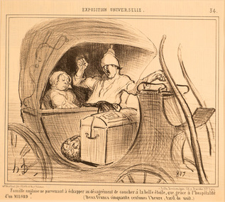 Artwork, other - 2699 Familille anglaise ne parvenant a echapper, Honore Daumier