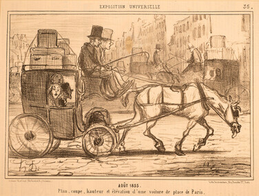 Artwork, other - 2701 Aofit 1855. Plan d'une voiture de place de Paris, Honore Daumier