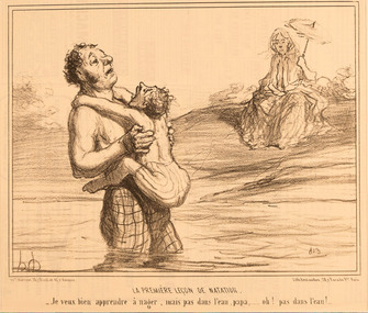 Artwork, other - 2711 La Premiere lecon de natation, Honore Daumier