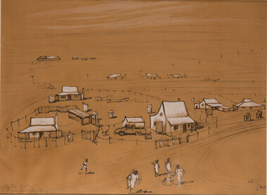 Work on paper - A Toy Town that is Nobody's Plaything [Undated], Elizabeth Durack