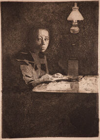 Artwork, other - Self-portrait at a Table [Selbstbildnis am Tisch] 1893 ?, Kathe Kollwitz