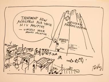 Artwork, other - HIV - positive - Money - negative, Bruce Petty