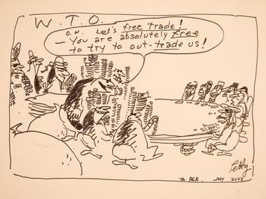 Artwork, other - Untitled [World Trade Organisation], Bruce Petty