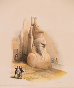 Artwork, other - One of two Colossal Statues of Rameses II [Ozymandias] Entrance to the Temple of Luxor, from Egypt and the Holy Land 1842 - 1849, David Roberts [after by Louis Haghe]