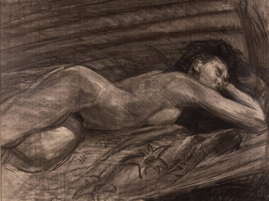 Work on paper - [Untitled Reclining Female Nude] 1984, Stephen Strahle