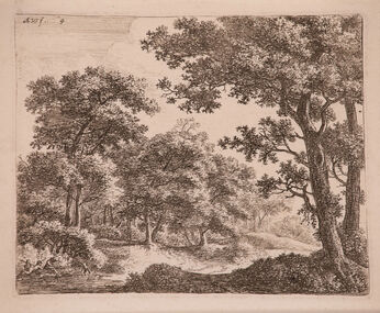 Artwork, other - Two Men and a Dog by a Stream, Anthonie Waterloo
