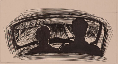 Artwork, other - [Two Men Driving a Car at Night], Unknown