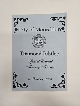 Blue paper booklet cover with black printed text