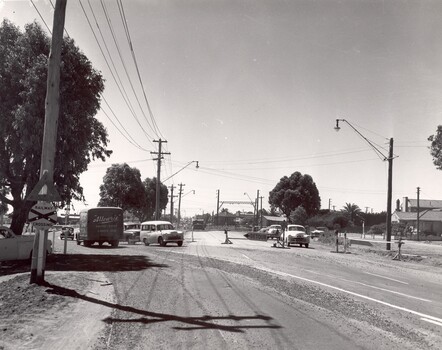 Nepean Highway has been diverted around the level crossing at Moorabbin while work takes place to lower the station below street level.
