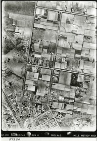 Aerial photograph showing roads, houses and fields