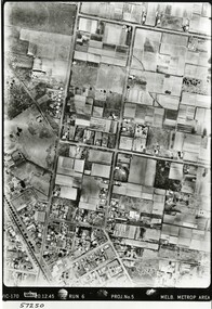 Aerial photograph showing roads, houses and fields