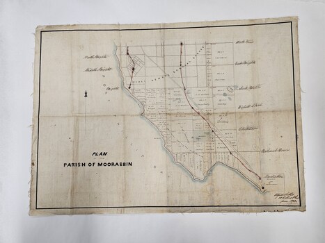 A map detailing the subdivision in the Parish of Moorabbin as at June 1853