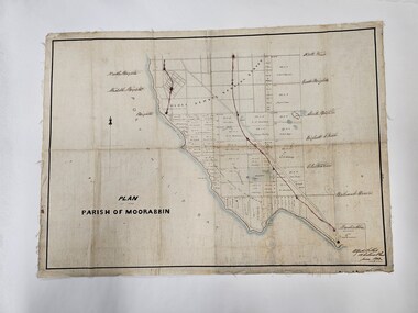 A map detailing the subdivision in the Parish of Moorabbin as at June 1853