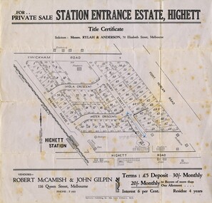 Sales plan for land in the suburb of Highett.