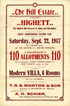 Sales plan for land in the suburb of Highett
