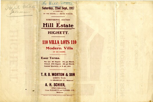 Sales plan for land in the suburb of Highett