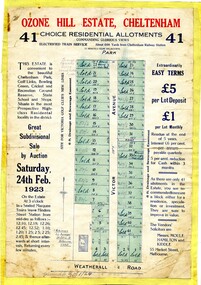 Sales plan for land in the suburb of Cheltenham
