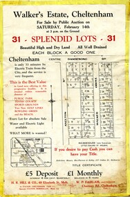 Sales plan for land in the suburb of Cheltenham.