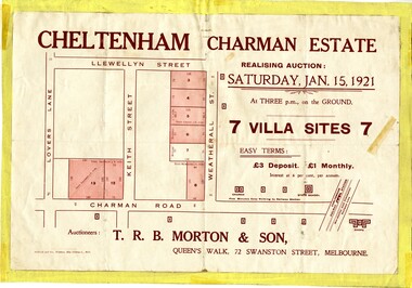Ales plan for land in the suburb of Cheltenham