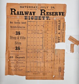Sales plan for land in the suburb of Highett on bright orange paper